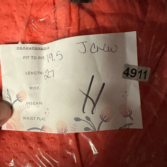 J Crew orange ruffled shoulder and wrist cotton boho woman's blouse.  Medium - Picture 10 of 10